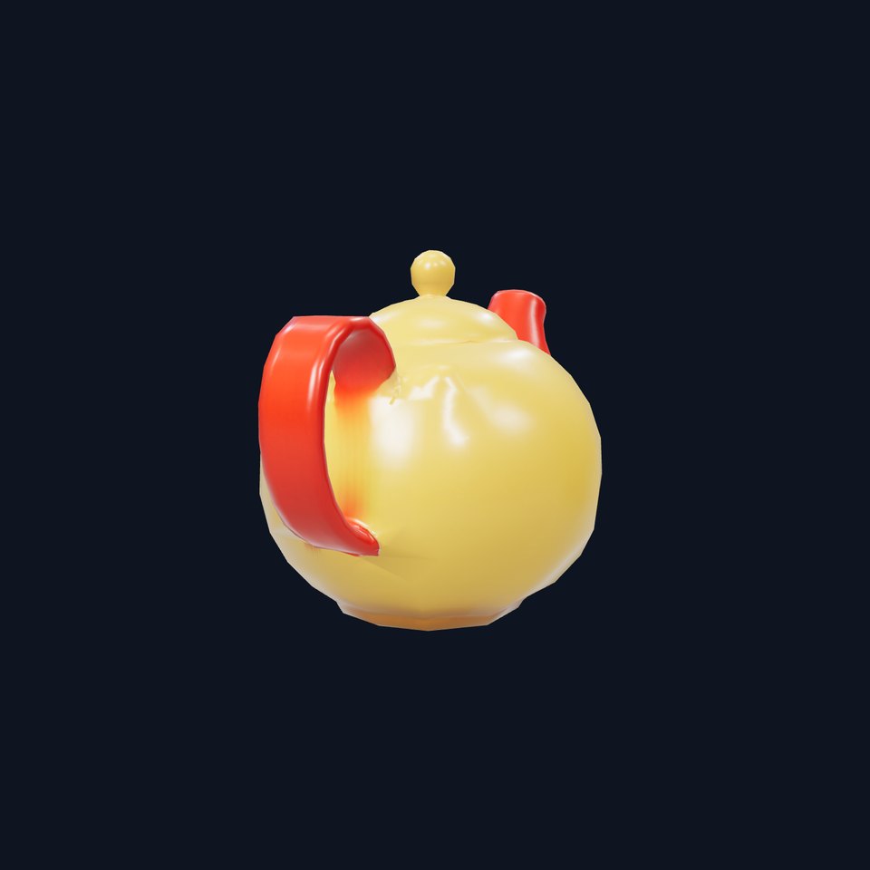 Vibrant Yellow and Red Teapot Model Pack